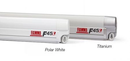 Маркиза Fiamma F45L, 5.5м, настенная, корпус белый, полотно серое, артикул 06530B01R